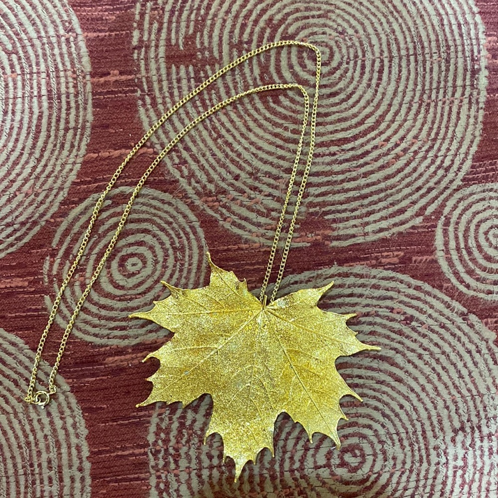 Gold dipped LARGE Maple Leaf Pendant Necklace